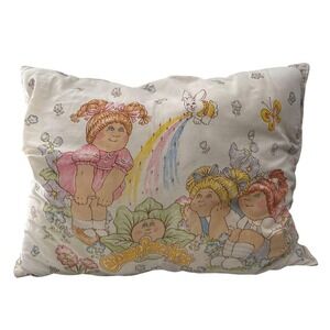 Vintage 1983 Cabbage Patch Kids Decorative Pillow Floral &‎ Rainbow Print Retro